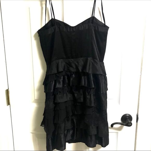 Armani Exchange sz 10 black silk ruffled dress - Picture 2 of 5